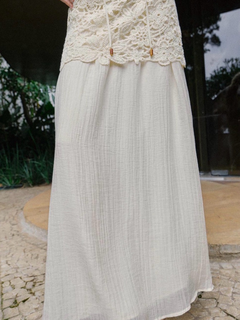 Zara Cream Crochet band Midi Skirt - Picture 2 of 2